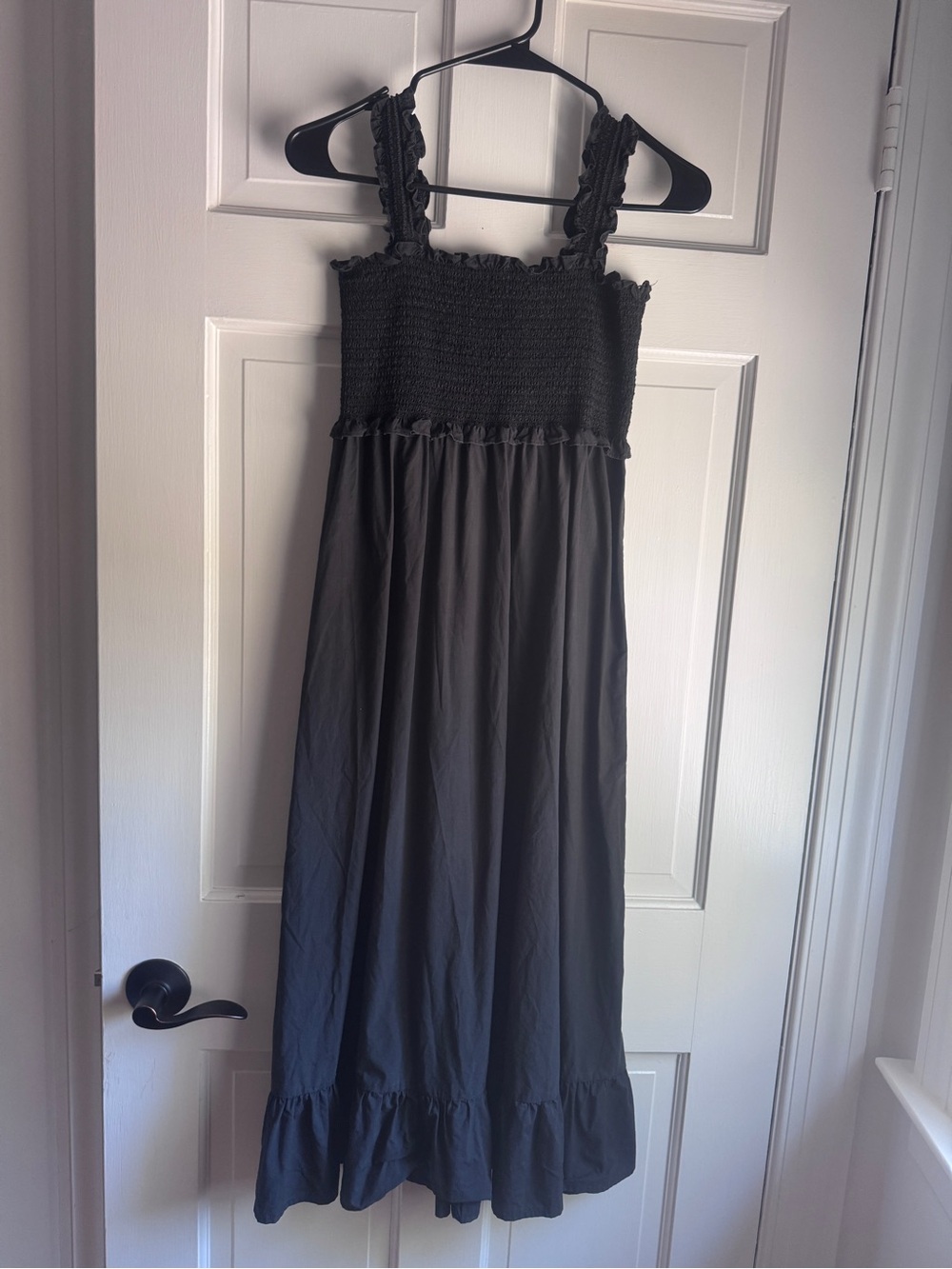 Rails Smocked Ruffle Strap Midi Dress Charcoal Chico’s Petite Small